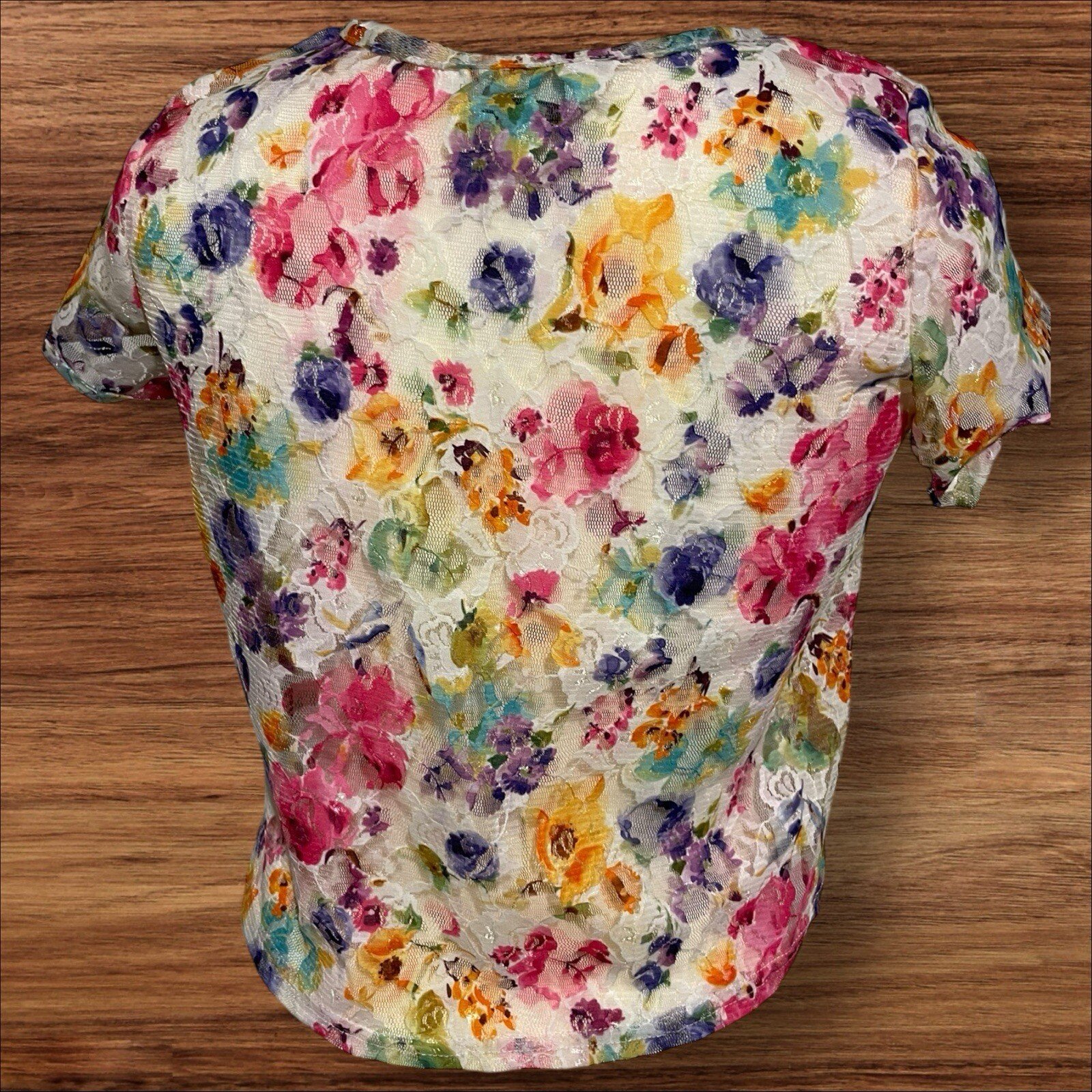 Womens New Look Lacey Floral Short Sleeve Top Size 10