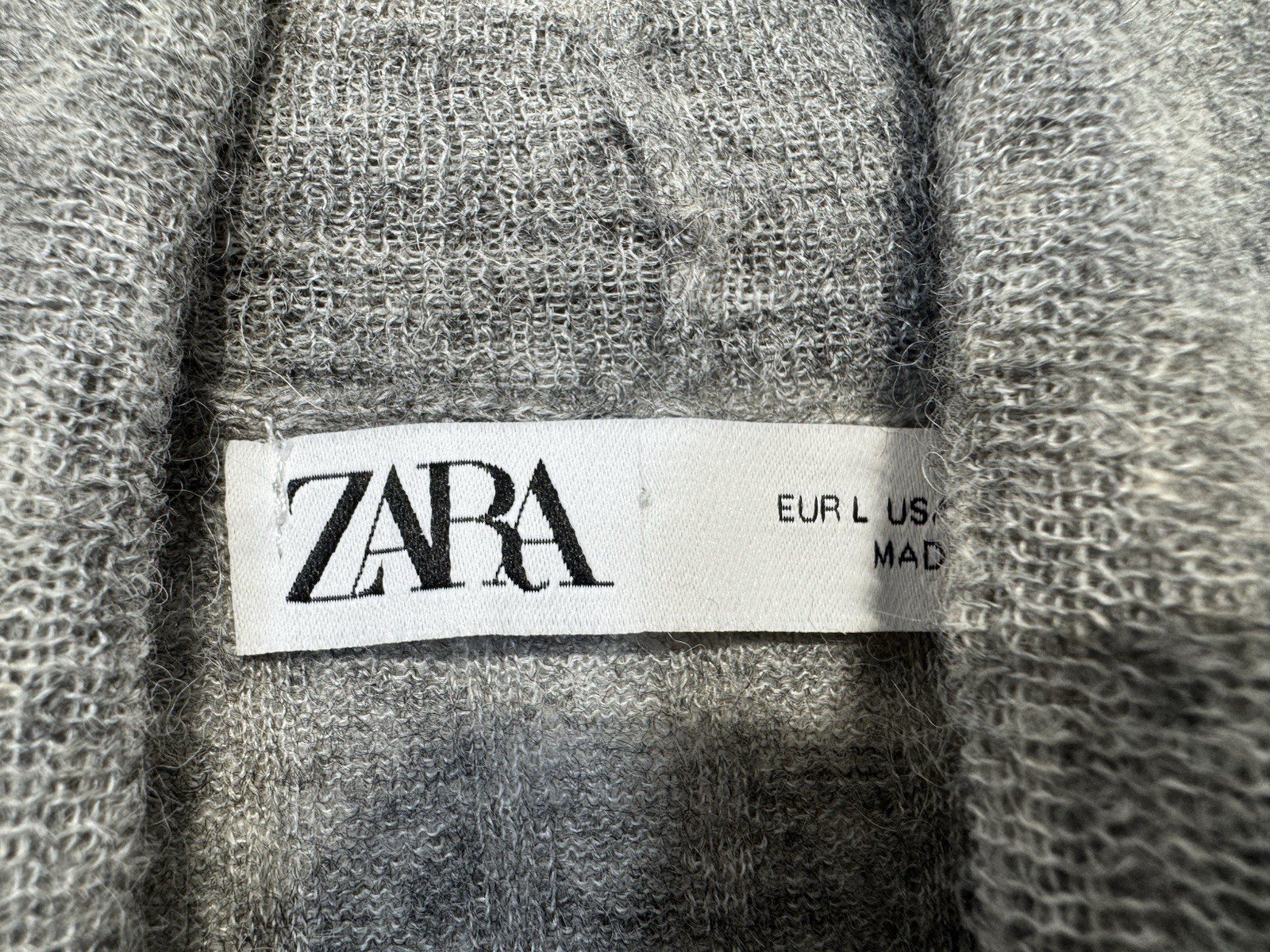 Zara Grey Supersoft Ribbed Turtle Neck Fine Knit Jumper Size 12-14