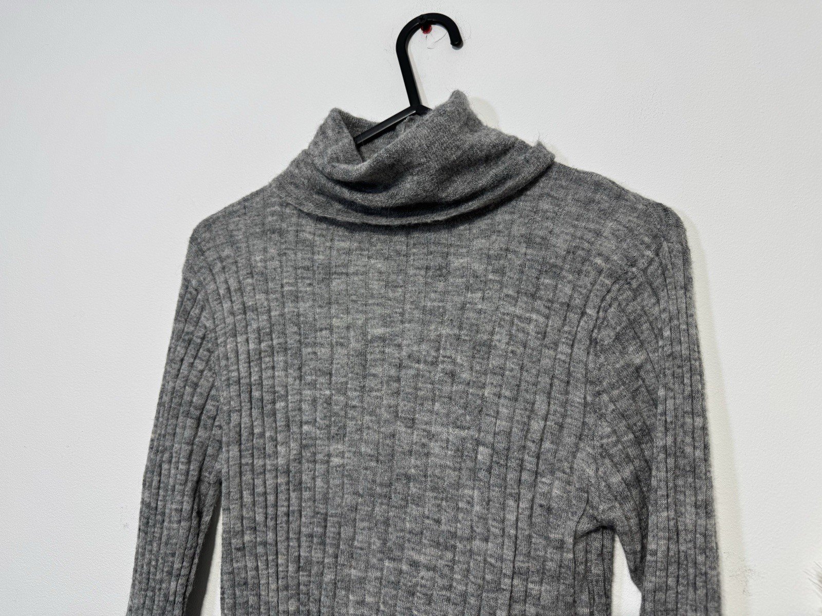 Zara Grey Supersoft Ribbed Turtle Neck Fine Knit Jumper Size 12-14