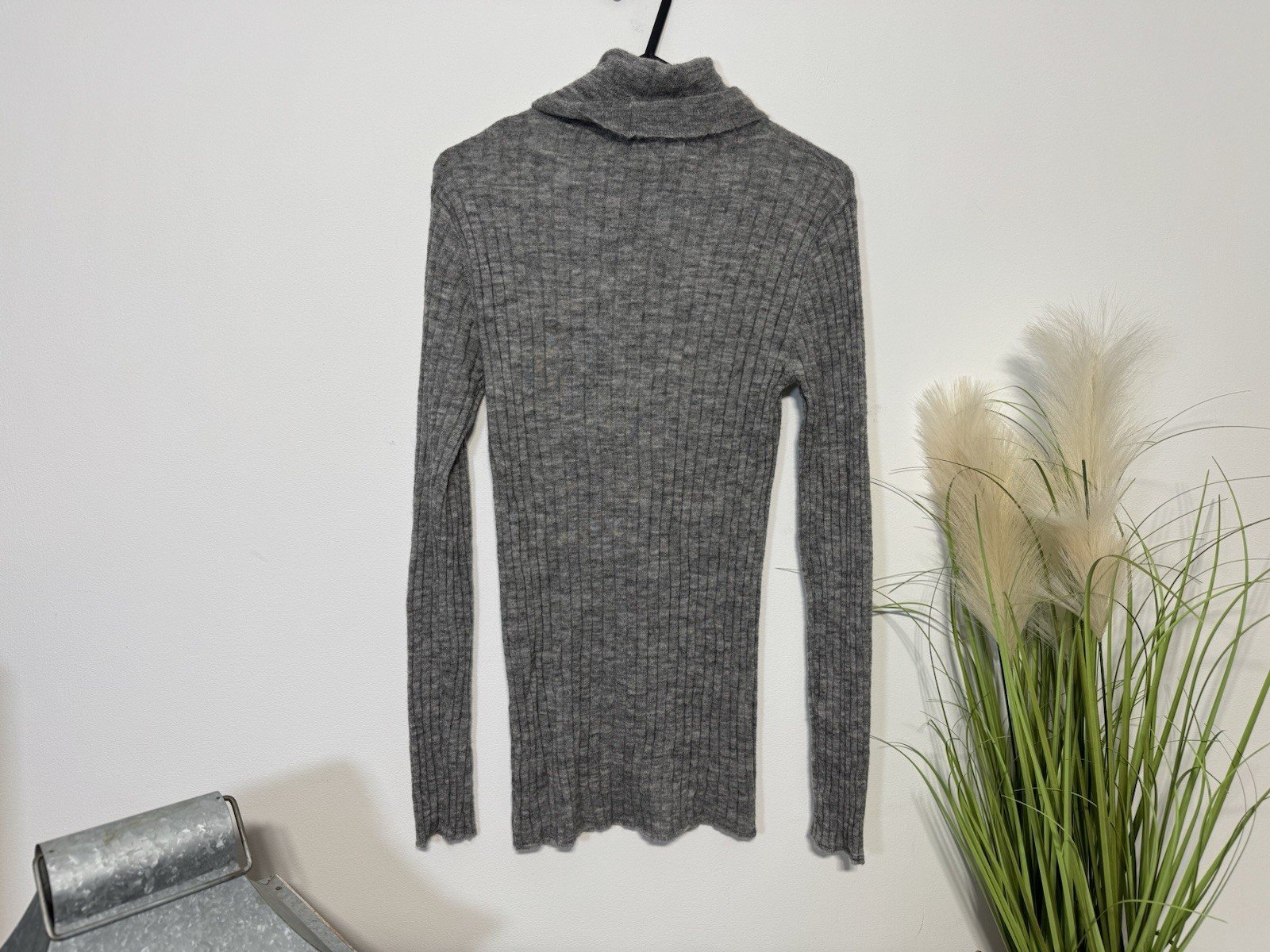 Zara Grey Supersoft Ribbed Turtle Neck Fine Knit Jumper Size 12-14