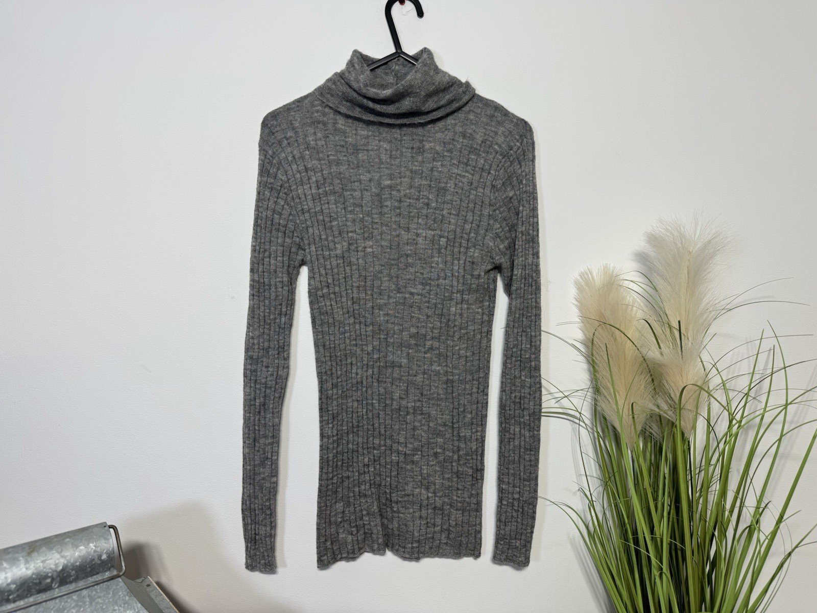 Zara Grey Supersoft Ribbed Turtle Neck Fine Knit Jumper Size 12-14