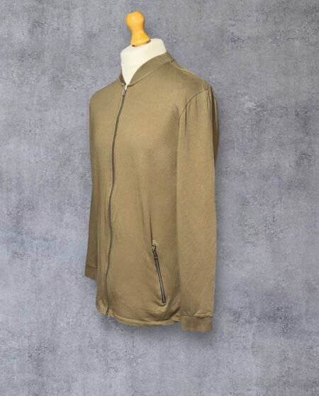 ASOS Taupe Cotton Blend Full Zip Thru Sweatshirt With Back Detail Size XL