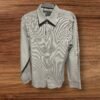 Angelo Branduardi White/grey Fine Pinstripe Shirt Enclosed Buttons/Stud Size M