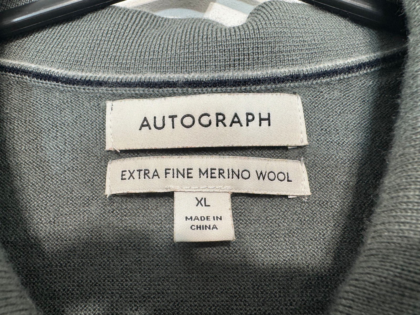 Autograph Sage 1/4 Zip Extra Fine Merion Wool Jumper Size XL