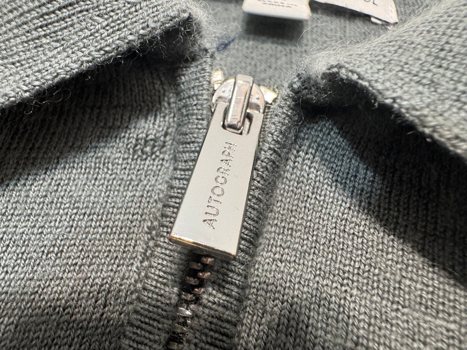 Autograph Sage 1/4 Zip Extra Fine Merion Wool Jumper Size XL