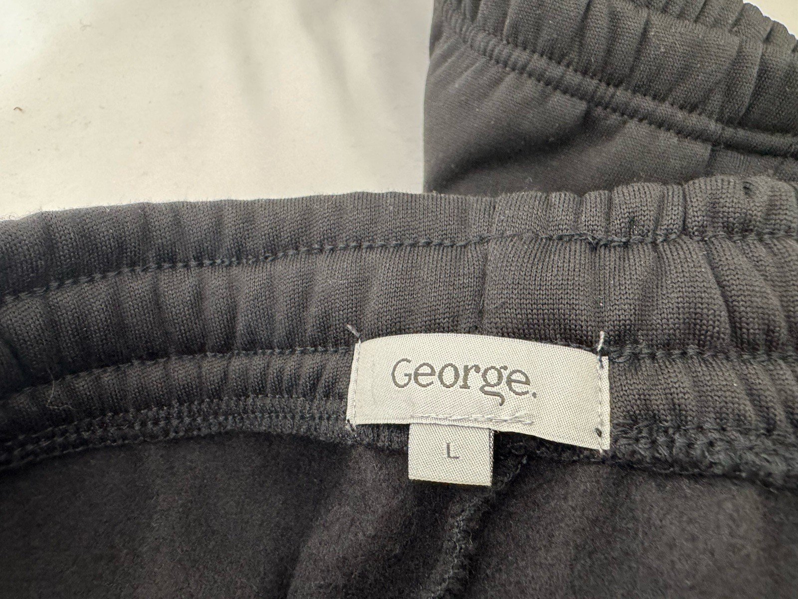 Black Fleece Lined Joggers Elasticated Waist & Cuffs Drawstring Size L