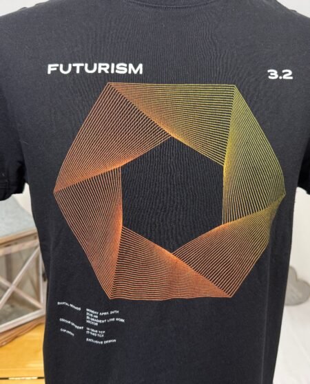 Black Graphic Short Sleeve Cotton T-Shirt Size M