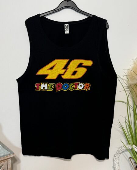 Black Graphic Vest Top Size 2XL