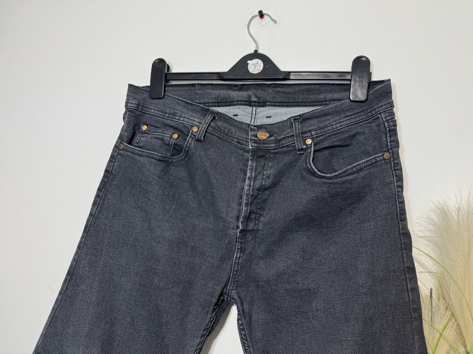 Black Slim Fit Button Close Jeans W34 L30