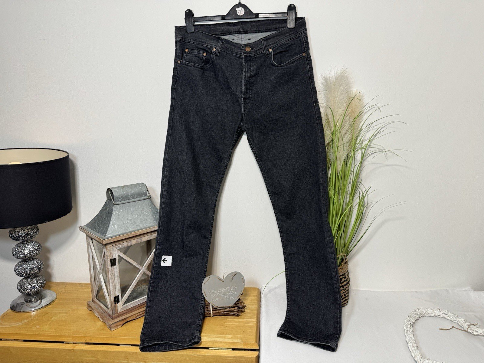 Black Slim Fit Button Close Jeans W34 L30
