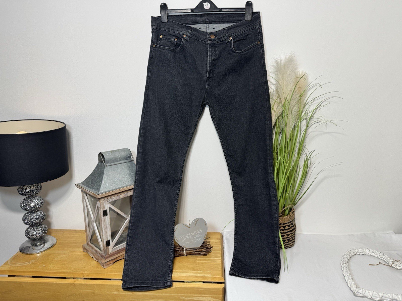 Black Slim Fit Button Close Jeans W34 L30