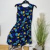 Blue Floral Dress Frill Waist V Back Size S
