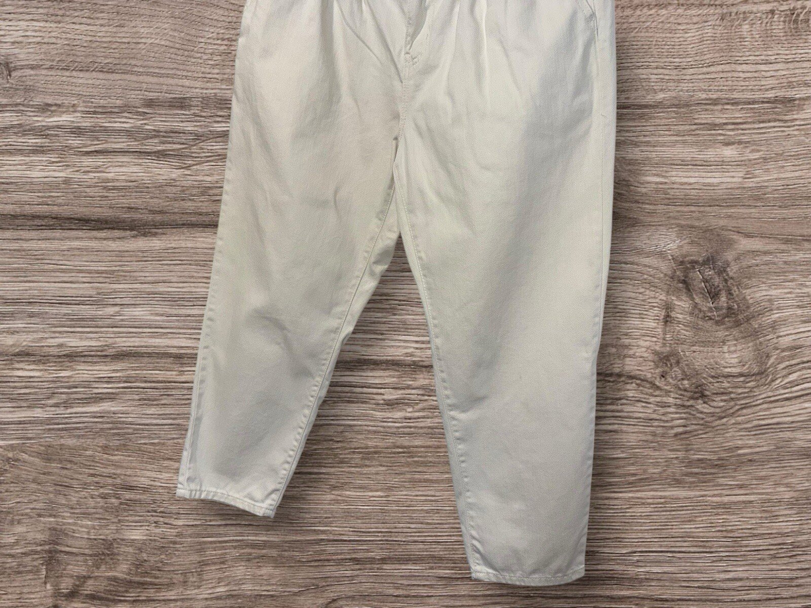 Denim Co Cream Boyfriend Jeans Cotton Pleated Waist Elasticated back Size 18