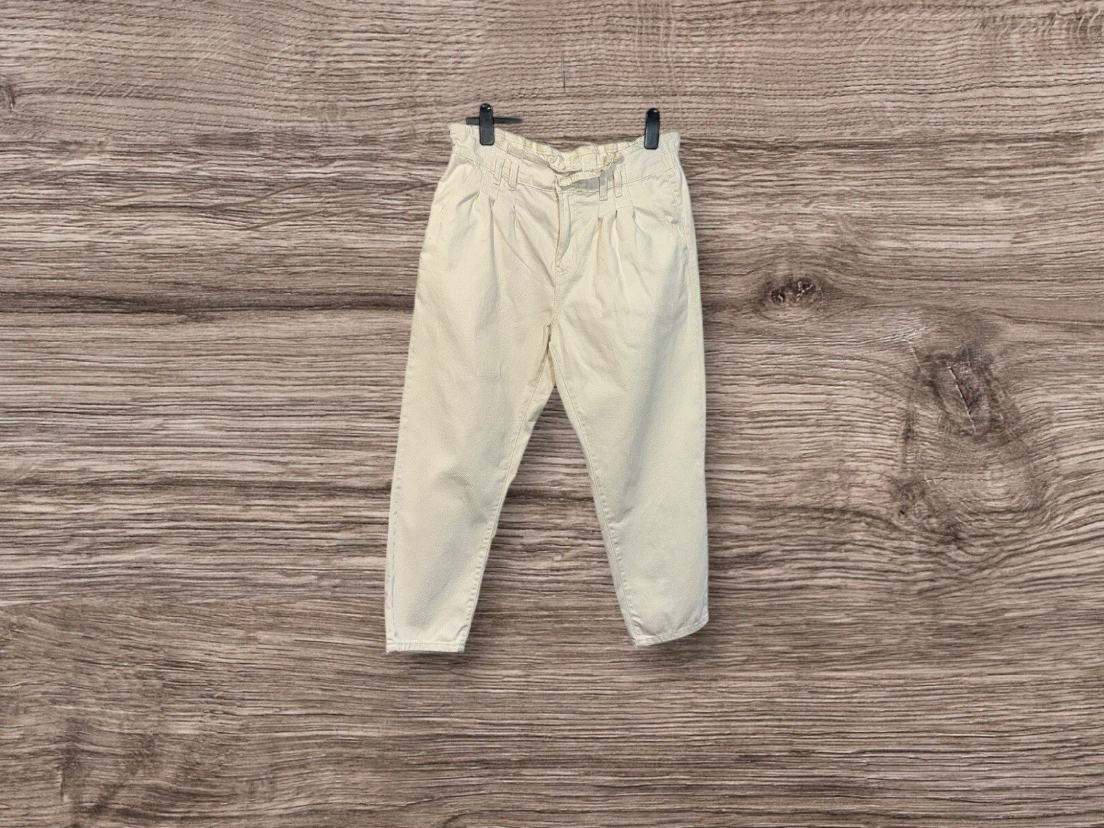 Denim Co Cream Boyfriend Jeans Cotton Pleated Waist Elasticated back Size 18