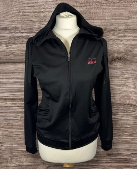 Doone Performance Black Zip Thru Hoodie Pockets Drawstring Hood Size M