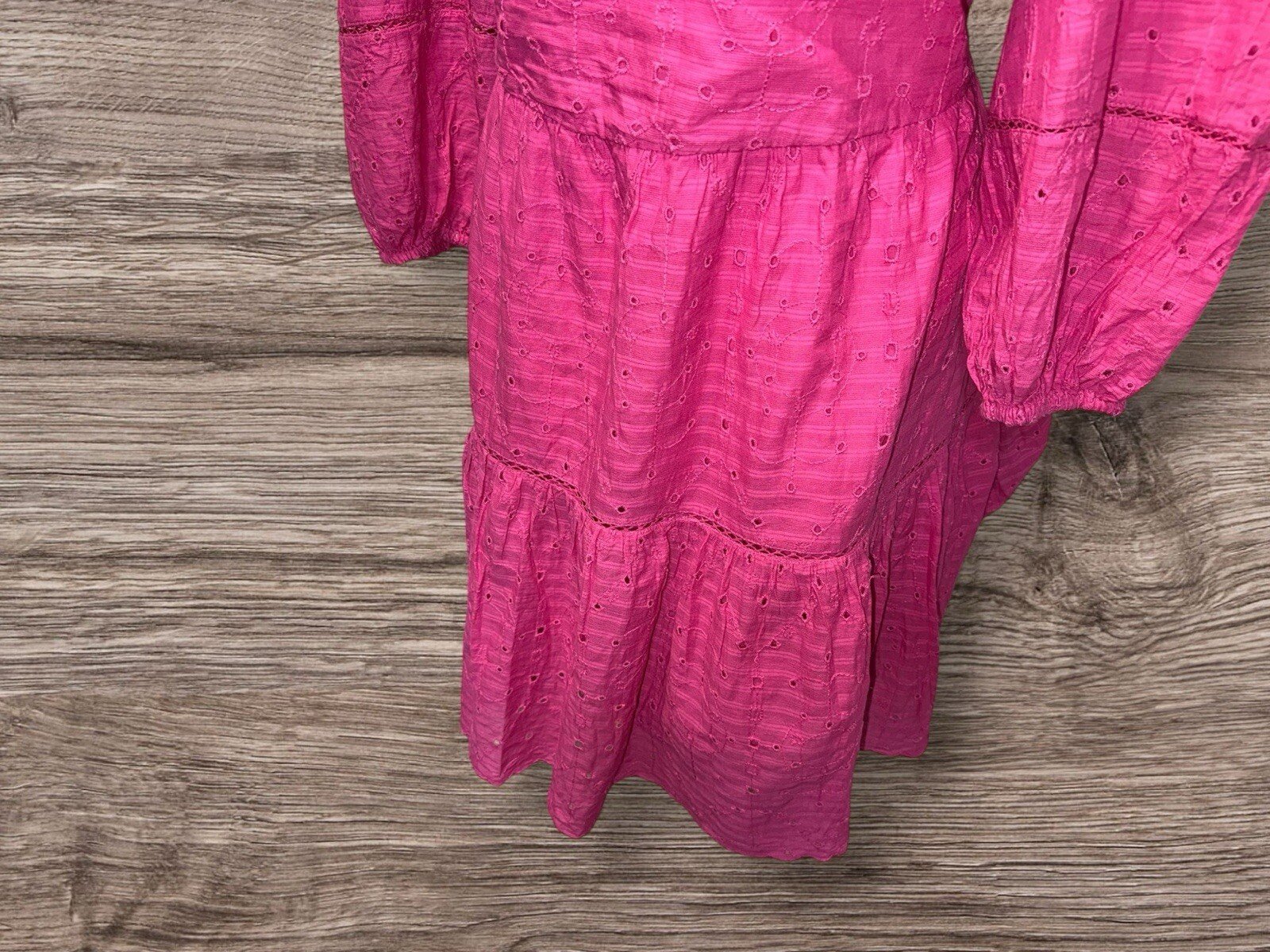 F&F Fushia Pink Lined Tunic/Dress V Neck front/rear Balloon Sleeve Size 18