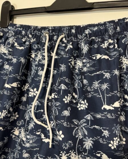 French Navy Hawaiian Mesh Lined Swim Shorts Elasticated Waist Size L