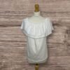 George Cold Shoulder White Cotton Top Embroidered Yolk Size 16