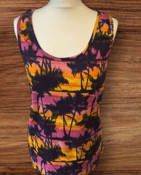 George Palm Tree Theme Vest Top Bright Colours Size 20