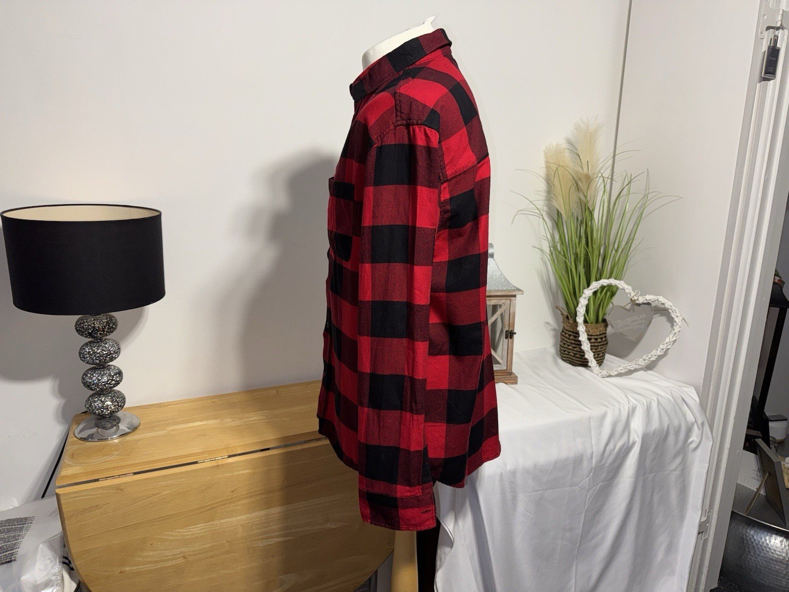 H&M Divided Red & Black Check Shacket Size L