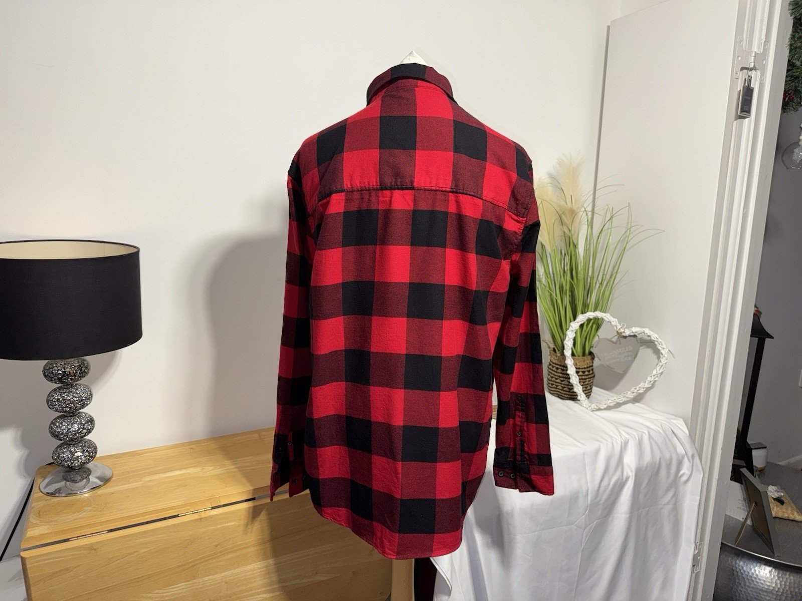 H&M Divided Red & Black Check Shacket Size L