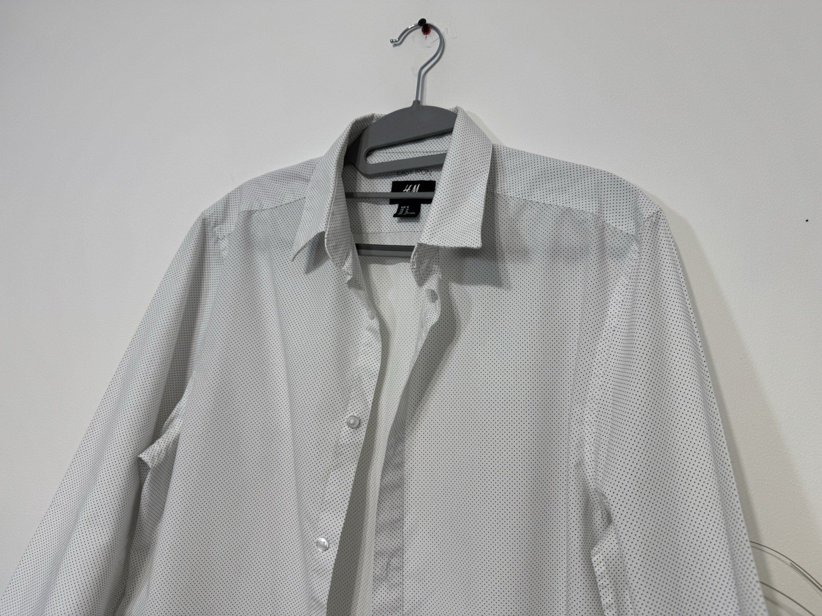 H&M Fine Polka Dot Slim fit Easy Iron Long Sleeve Shirt