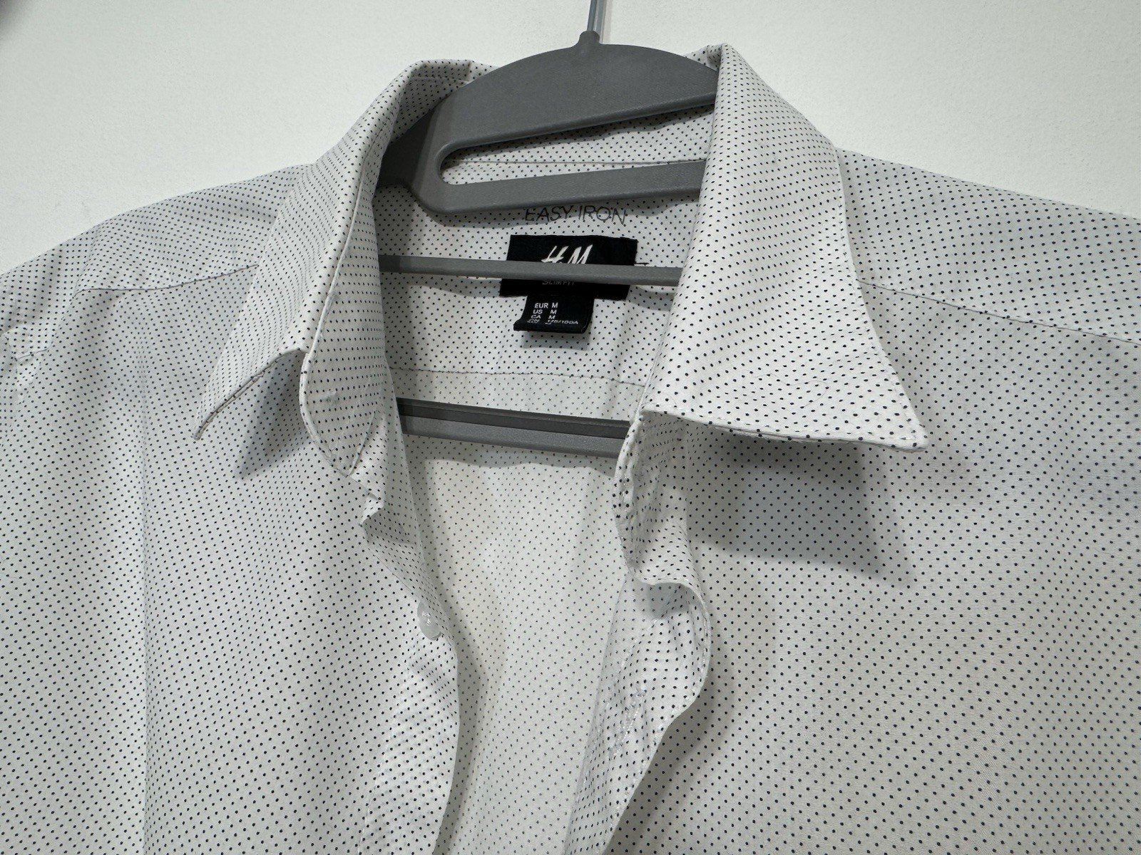 H&M Fine Polka Dot Slim fit Easy Iron Long Sleeve Shirt