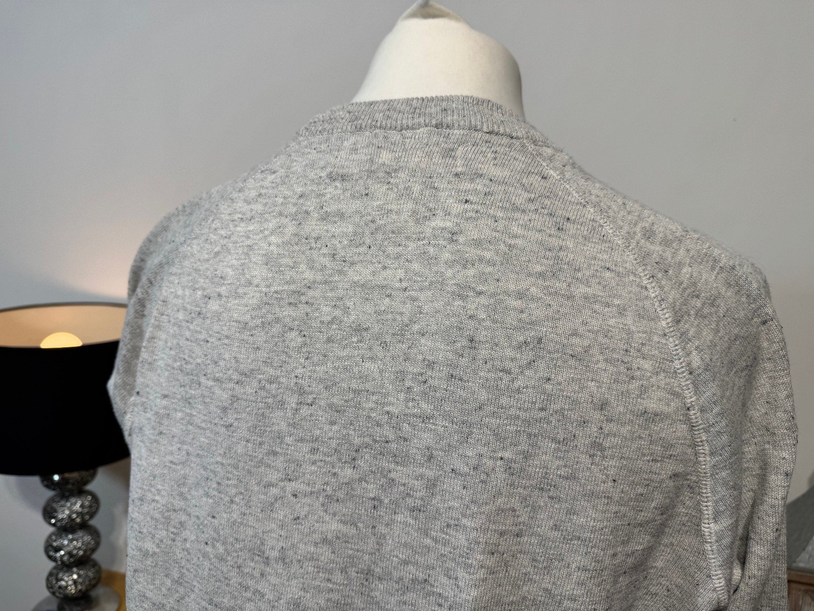 H&M GREY FLECK CREW NECK JUMPER SIZE L