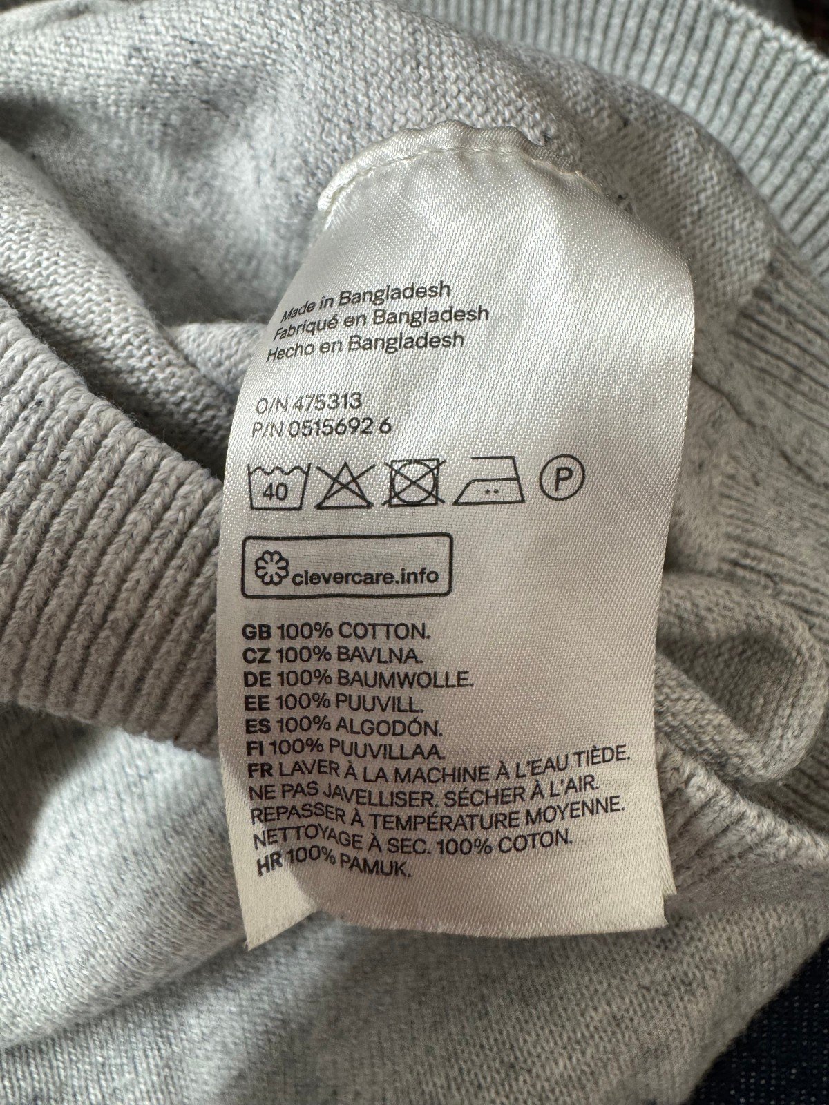 H&M GREY FLECK CREW NECK JUMPER SIZE L