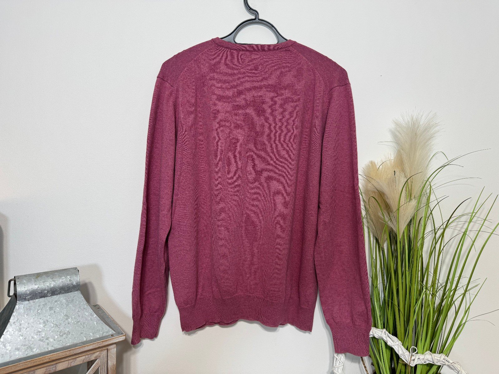 Jeff Banks Pink Cotton Cashmere V-Neck Jumper Size M