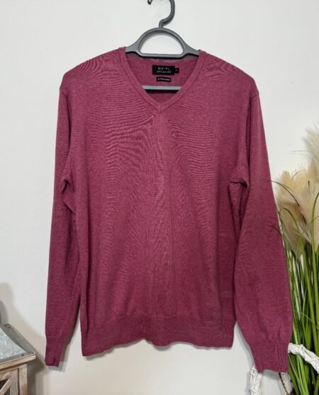 Jeff Banks Pink Cotton Cashmere V-Neck Jumper Size M