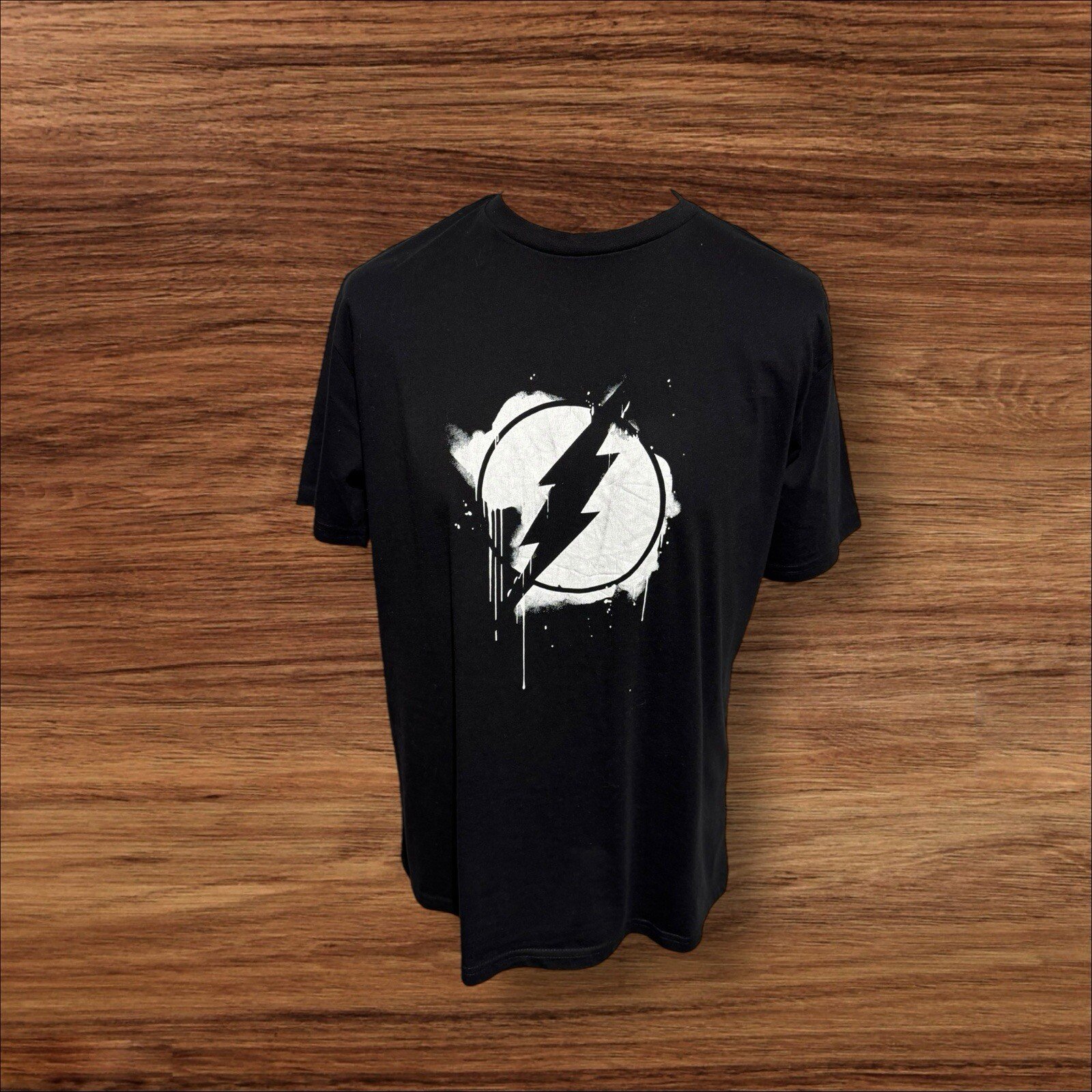 Justice League Black Cotton T Shirt Front Motif Short Sleeve Round Neck Size XL