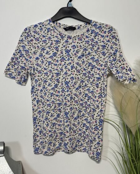 M&S Cream Floral Short Sleeve Top Size 10