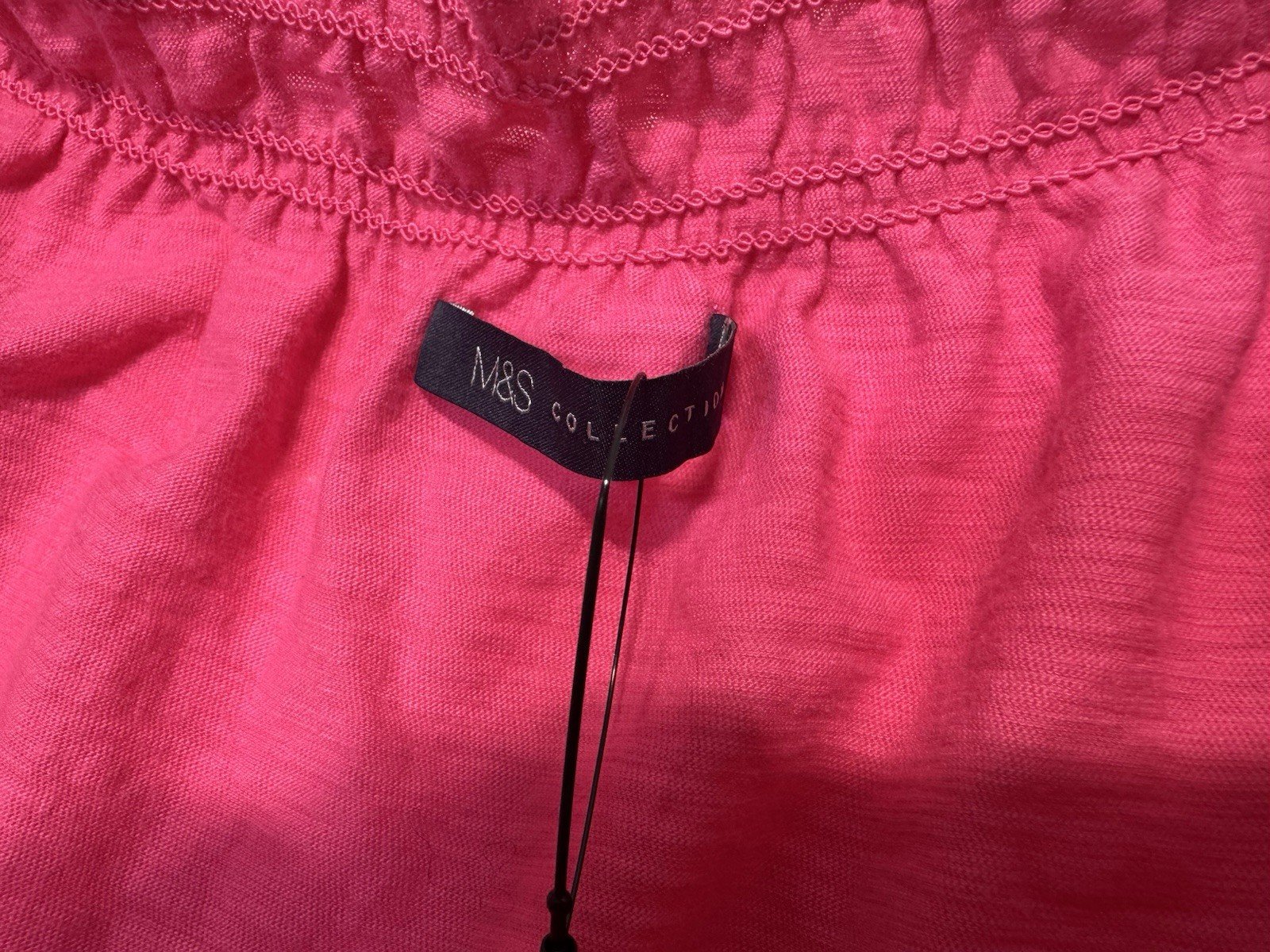 M&S collection Cerise Pink Embroidered Short Sleeve Top Size 14