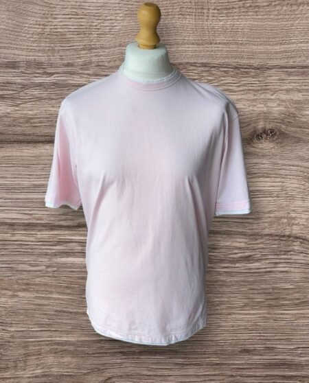 Matalan Easy Causal Wear Rose Pink Cotton T Shirt White Trim Size L