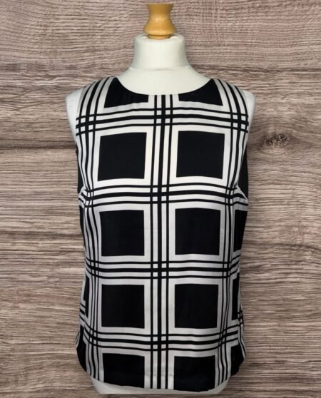 New Look Check Top Back Zip Close Sleeveless Size 10