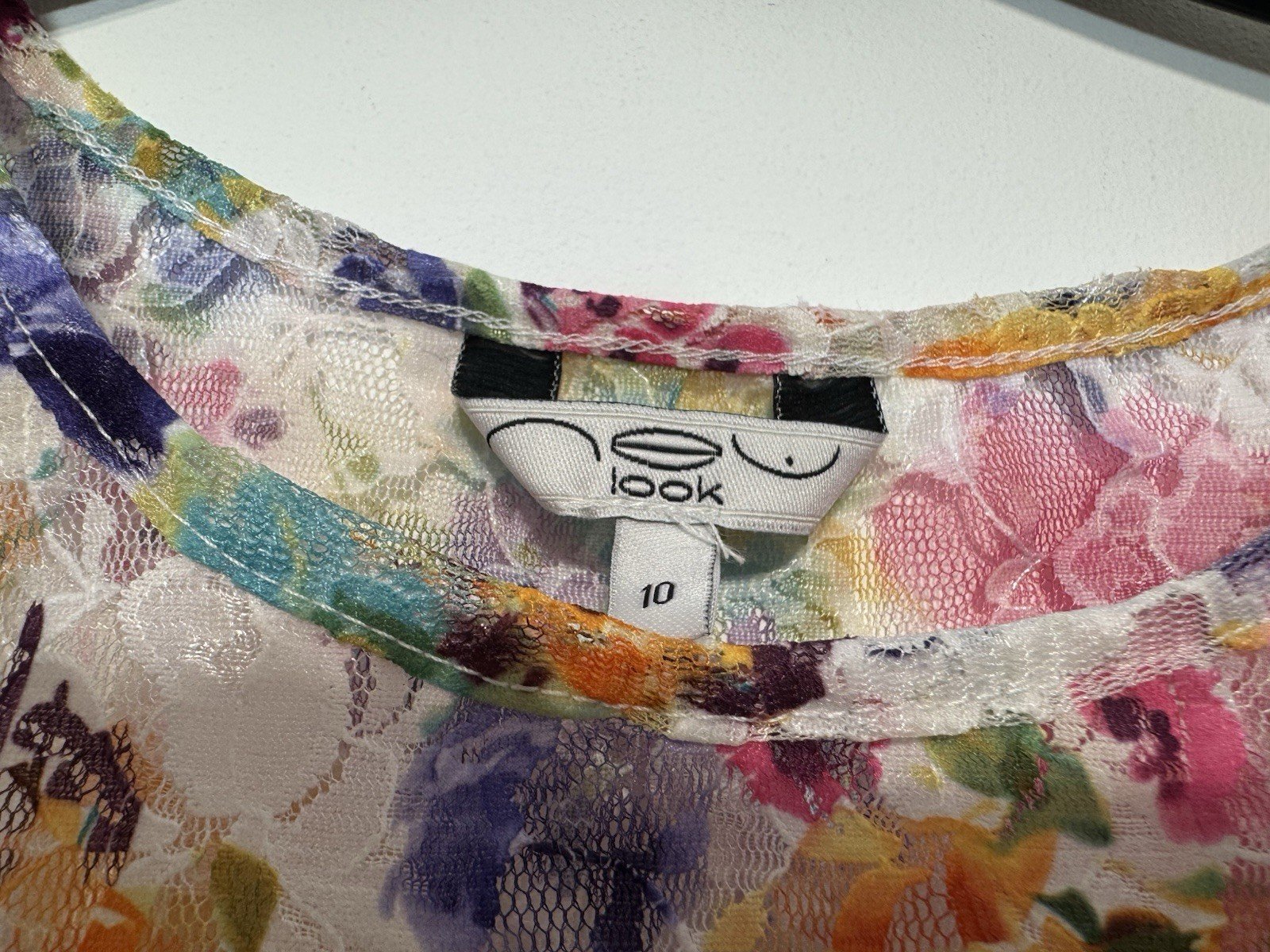 New Look Lace Effect Short Sleeve Top Size 10