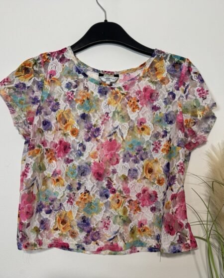 New Look Lace Effect Short Sleeve Top Size 10