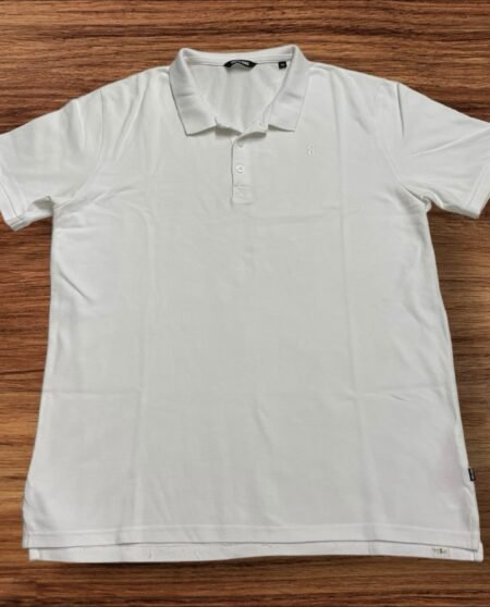Only & Sons White Polo T Shirt Shirt Sleeves Front Motif Button Up Size XL