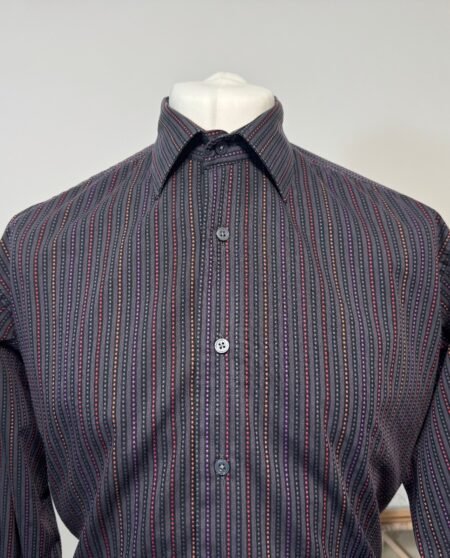 Rocola Charcoal Stripe Long Sleeve Shirt Neck 17