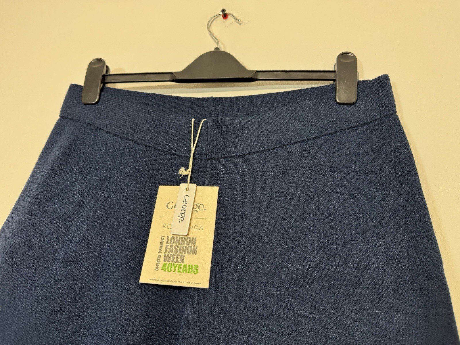 Roksanda Navy Wide Leg Knit Trousers Elasticated Waist Size 18