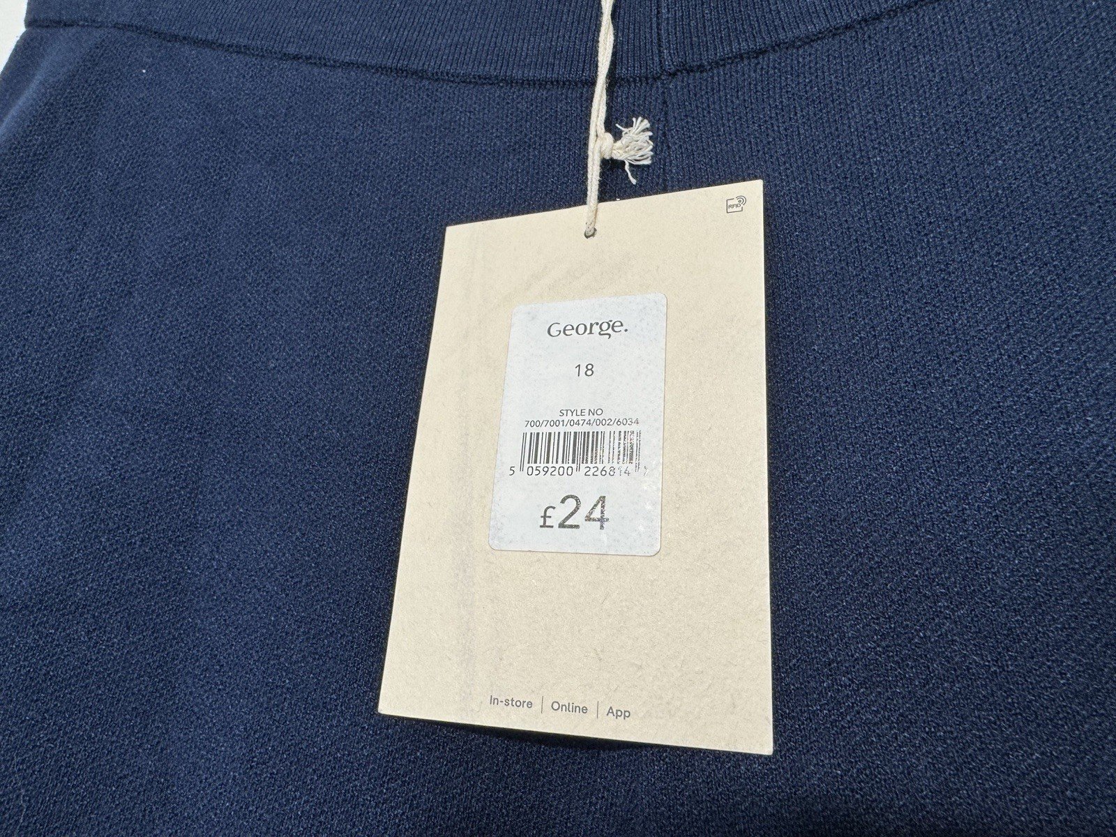 Roksanda Navy Wide Leg Knit Trousers Elasticated Waist Size 18