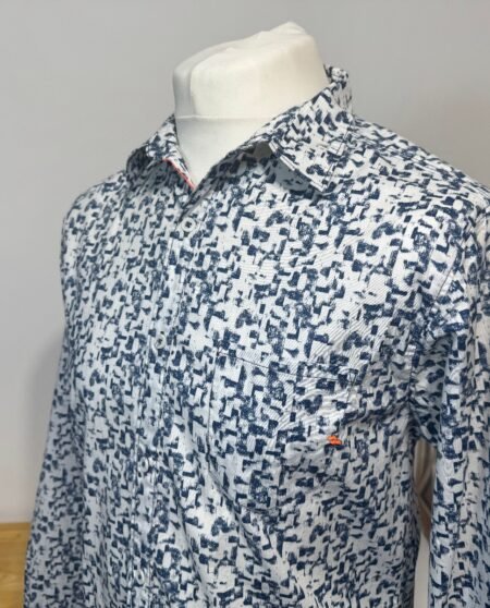SPYKAR WHITE PATTERNED LONG SLEEVE SHIRT SIZE L