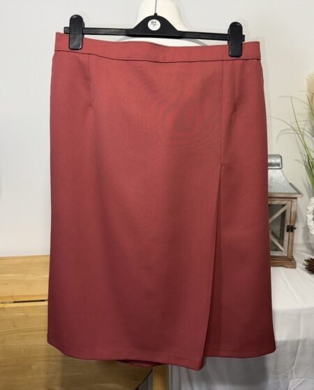 Slimma Terracotta Pencil Skirt With Front Pleat Size 20