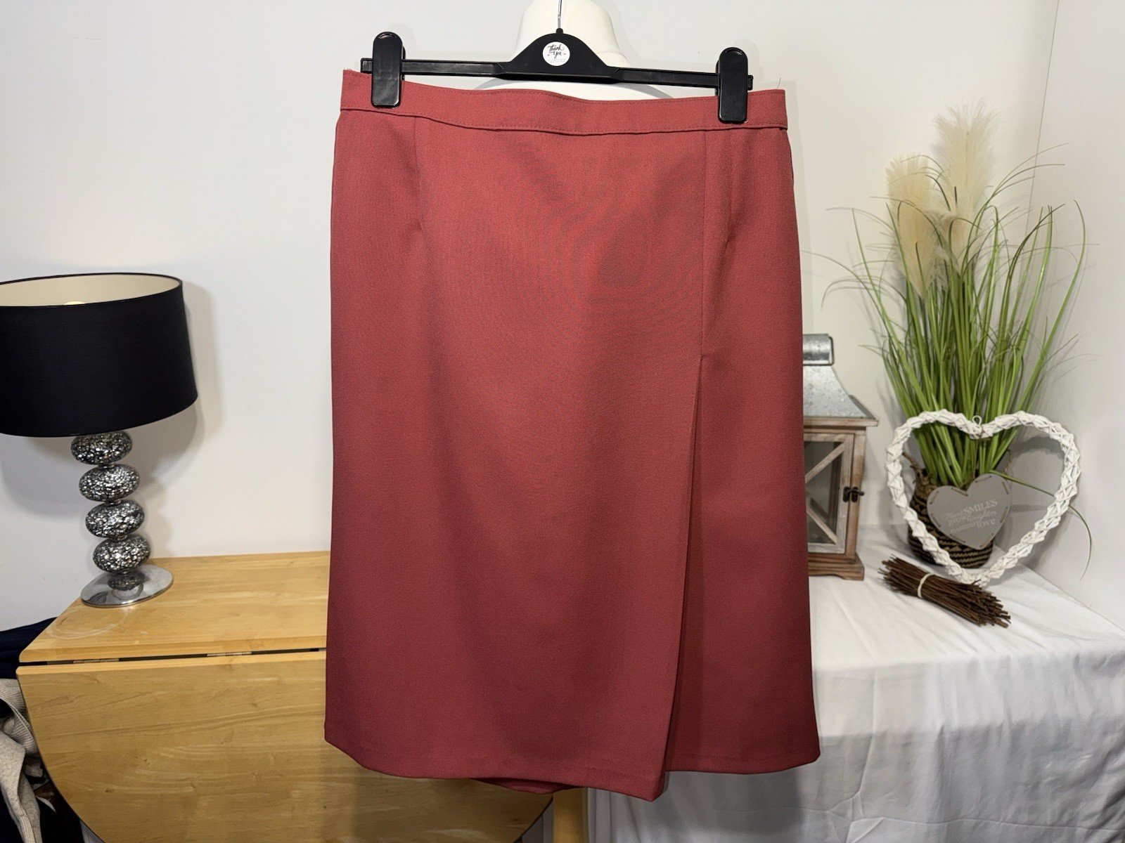 Slimma Terracotta Pencil Skirt With Front Pleat Size 20