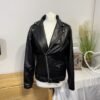 SnZOR Black Faux Leather Lined Biker Jacket Size S