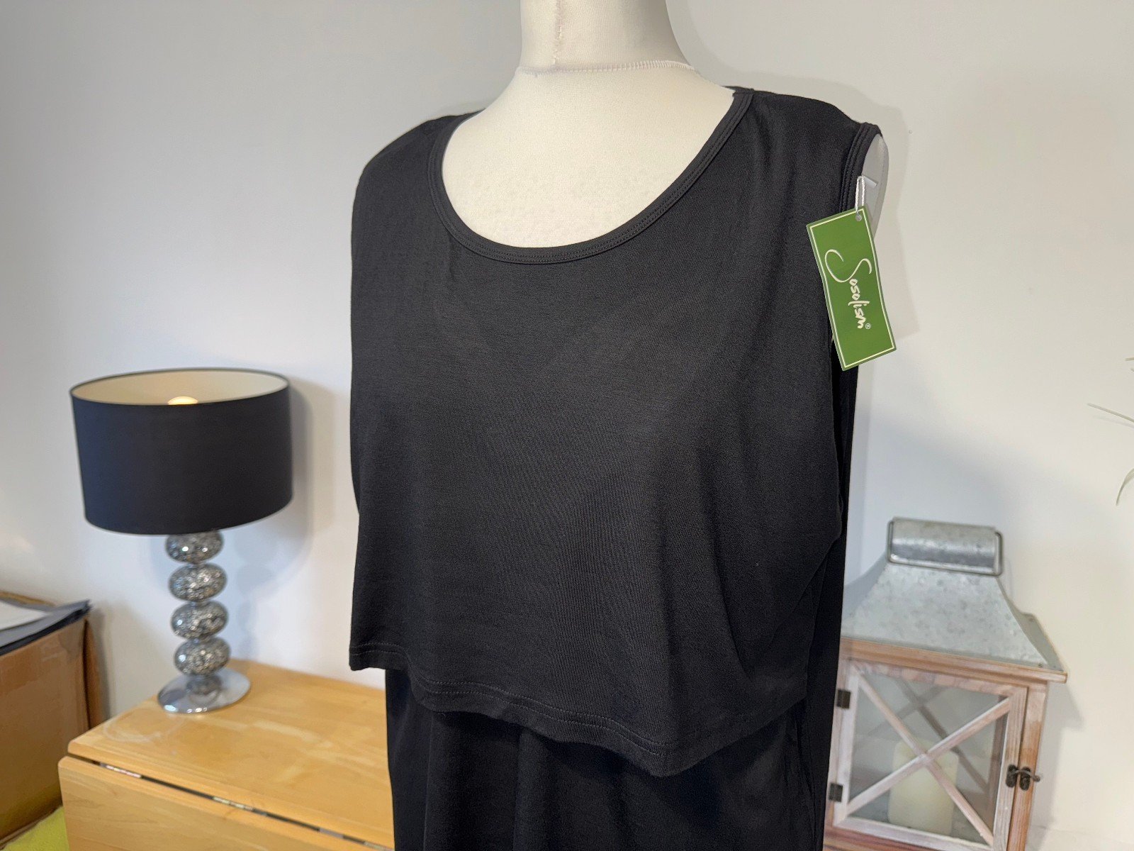 Sosolism Black Relaxed Fit Breast Feeding Top Size 2XL