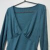 Teal Stretch Ribbed Ruched Long Sleeve V-Beck Dress Size 10-12
