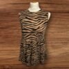Womens Black/brown Patterned Tunic With Frill Hem Size 12
