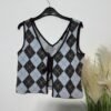 Argyle Knit Tank Top With Tie Front Size 10